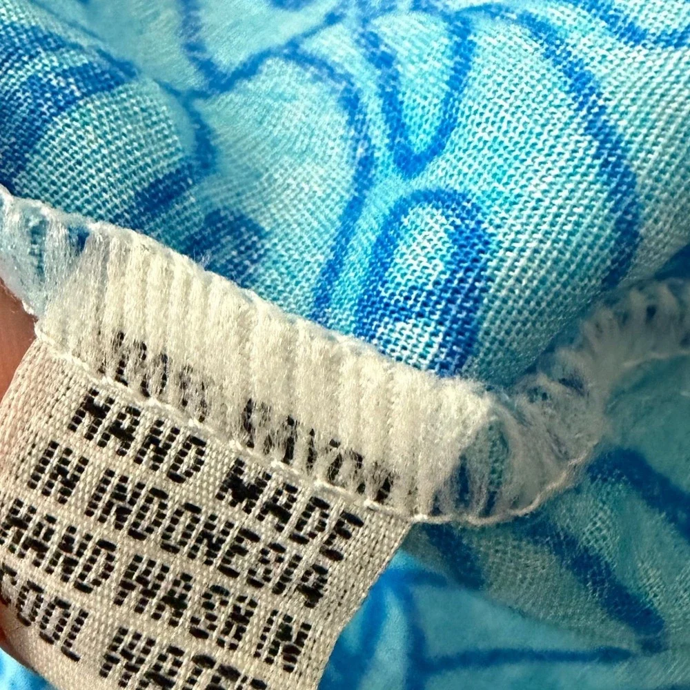 Makai Beach Hawaii Girls Blue Tropical Monstera Leaf Print Sun Dress Size 12